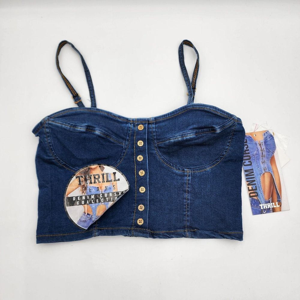 Thrill Jeans Women's Denim Corset Size M Costume Biker Cars Fun